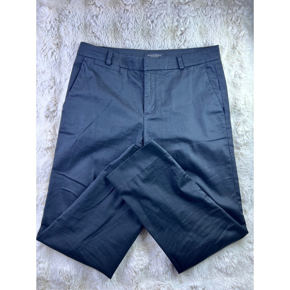 Banana Republic The Avalon Pant Black Dress Trousers Size 4 Flat Front A25